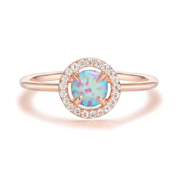 EllaB Jewelry - Adjustable Rose Gold Plated Opal Ring